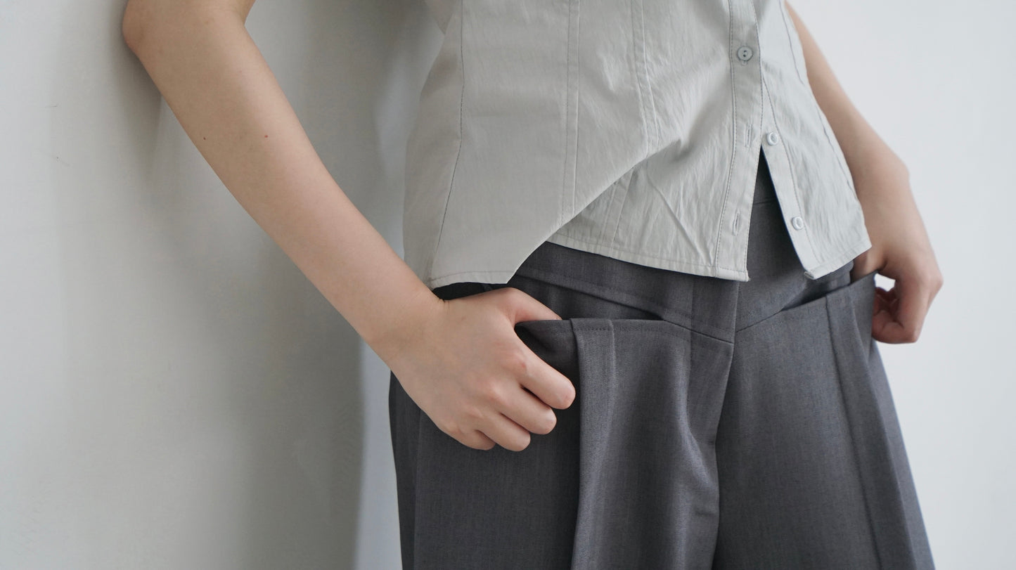 suit pocket straight-leg pants in dark grey (pre-order)