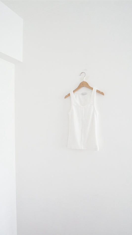 bone cotton tank top in white (pre-order)