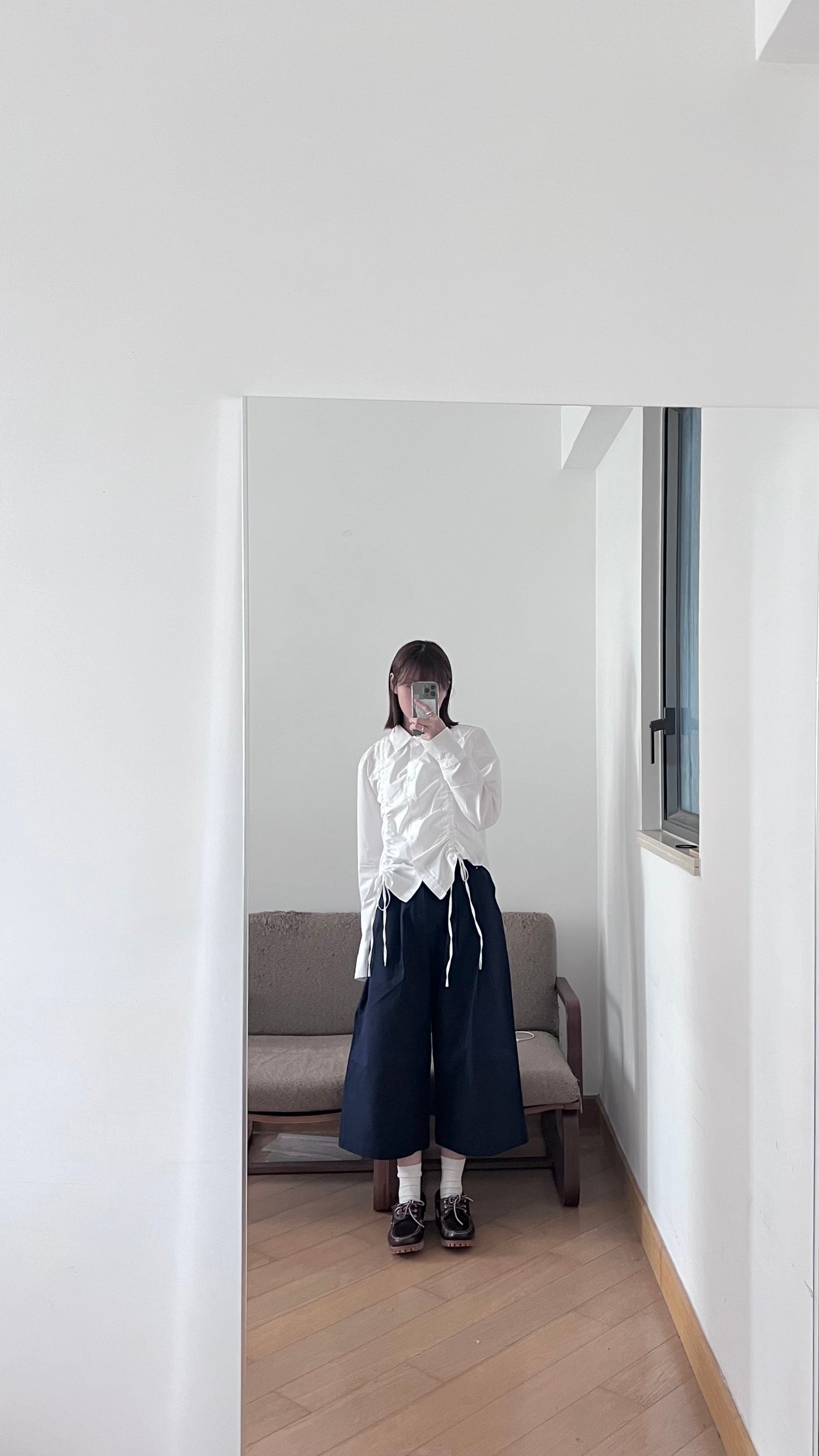 ribbon shirt in white