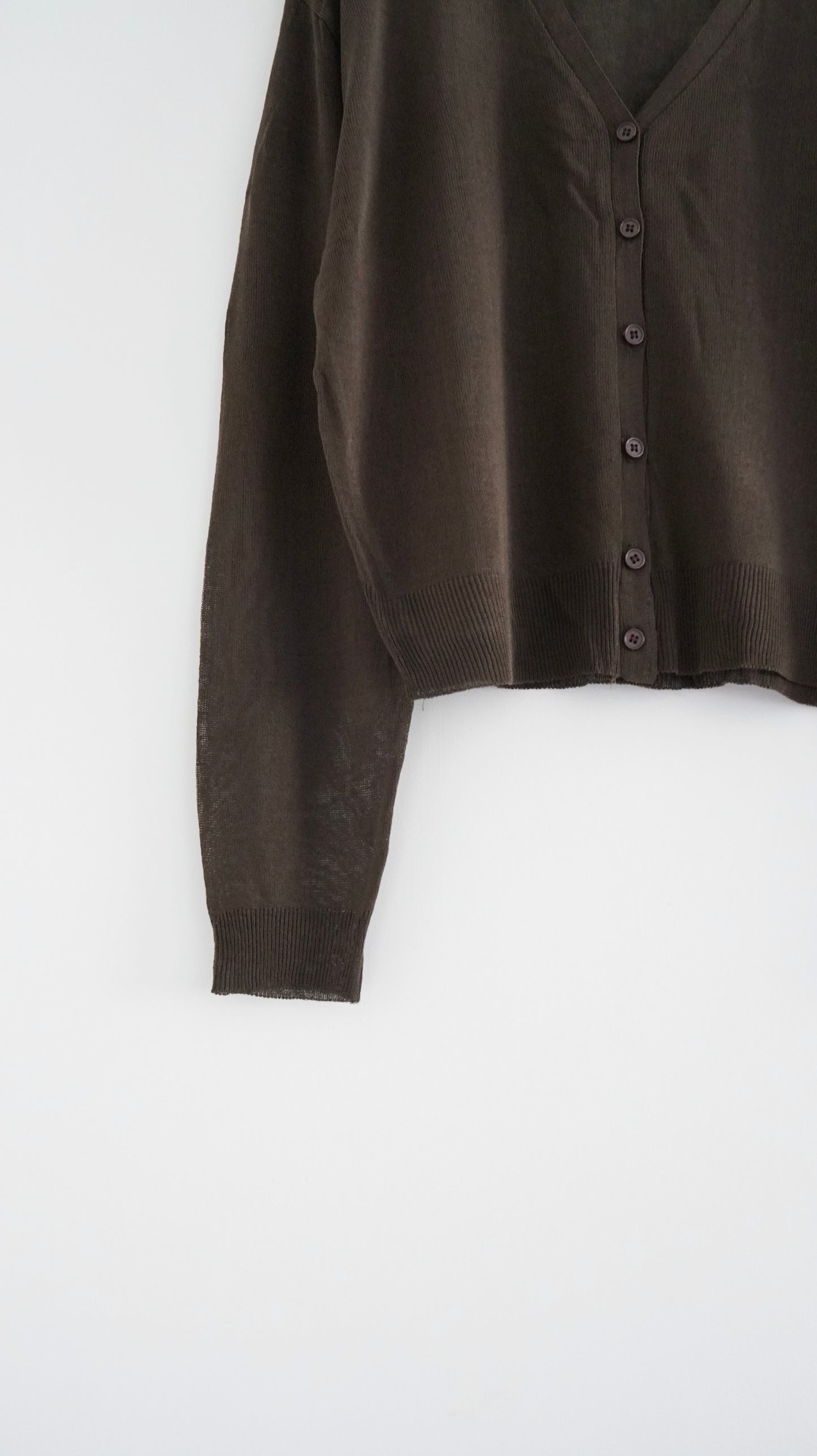 airy sheer v-neck cardigan in brown