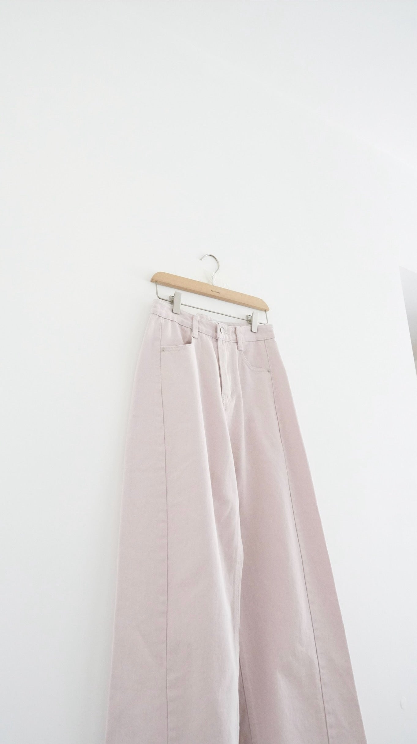blush pink wide-leg denim pants (pre-order)