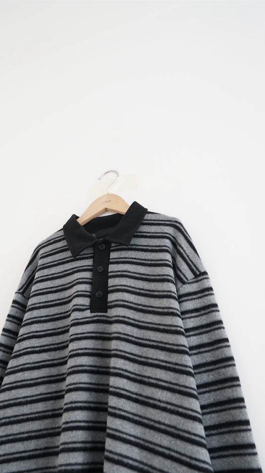 the skagen stripe polo in black x grey (pre-order)