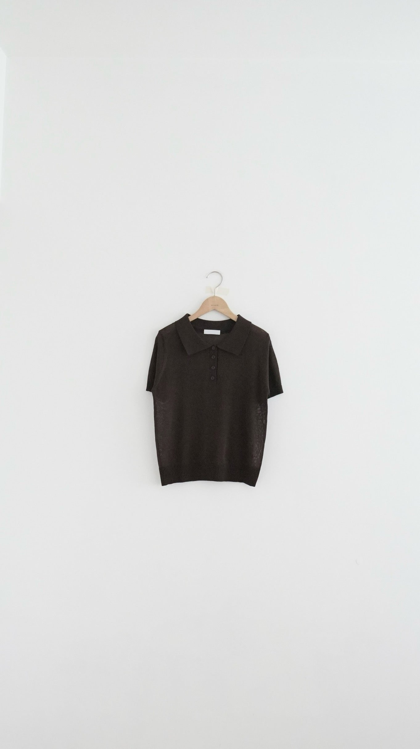 sheer buttoned polo shirt in brown (pre-order)