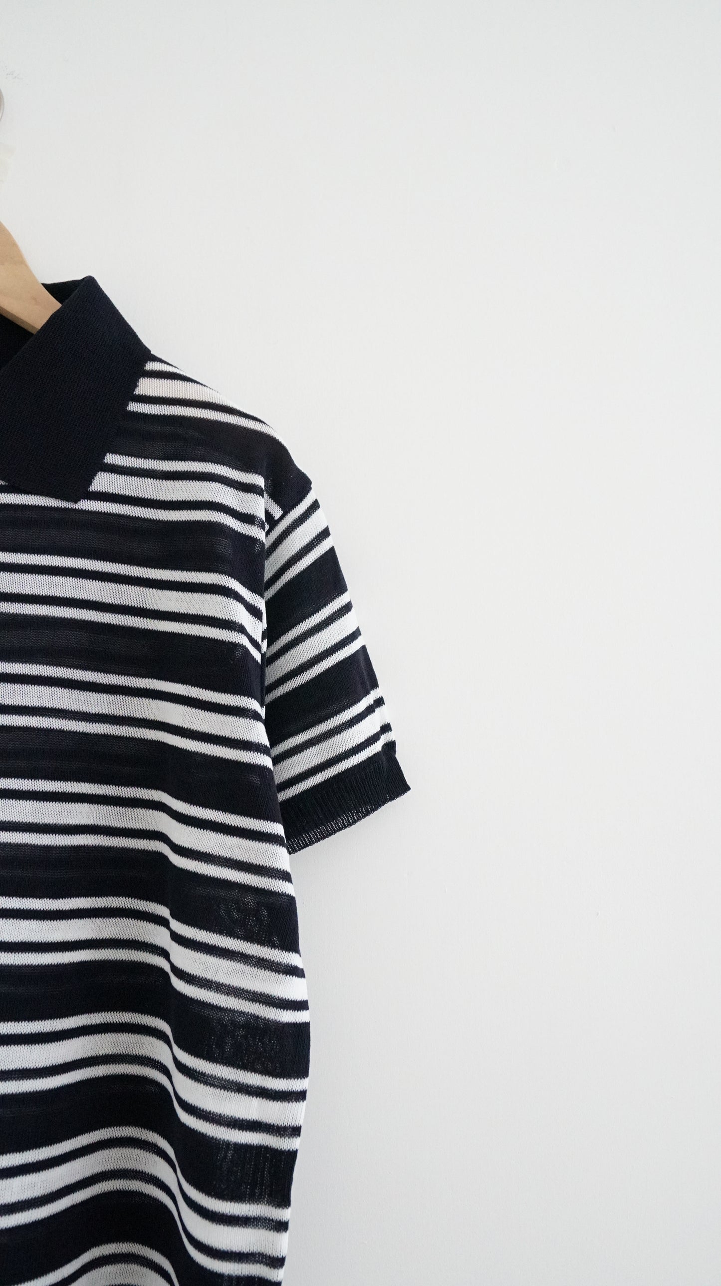 sheer stripe polo shirt in navy (pre-order)
