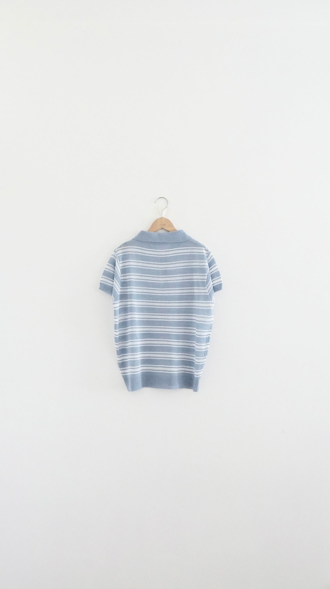 sheer stripe polo shirt in sora (pre-order)