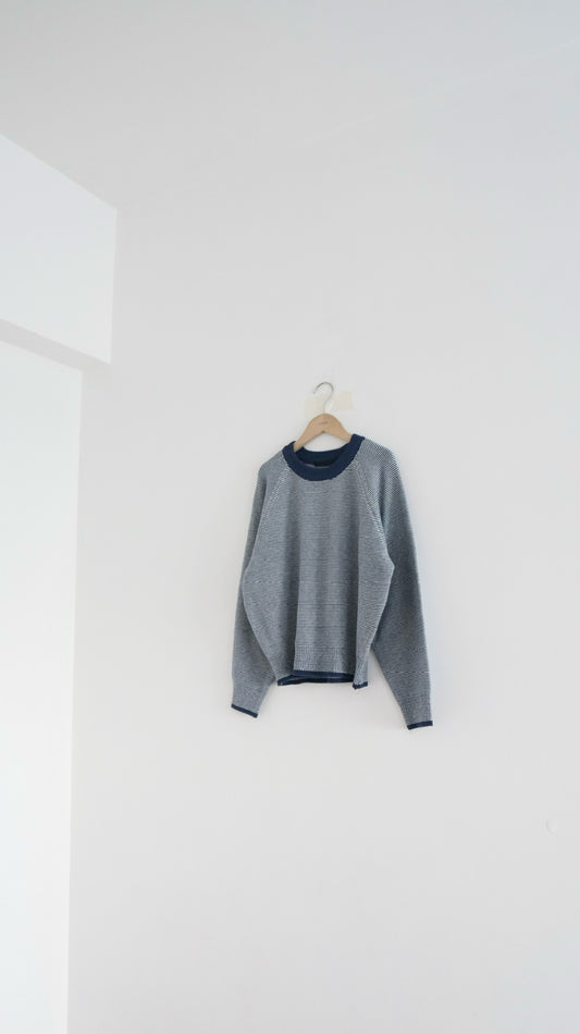 yoyogi fine stripe knit in navy (pre-order)
