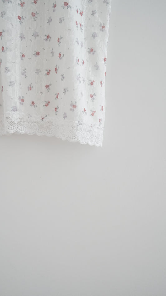 retro french lace floral dress top in white (pre-order)