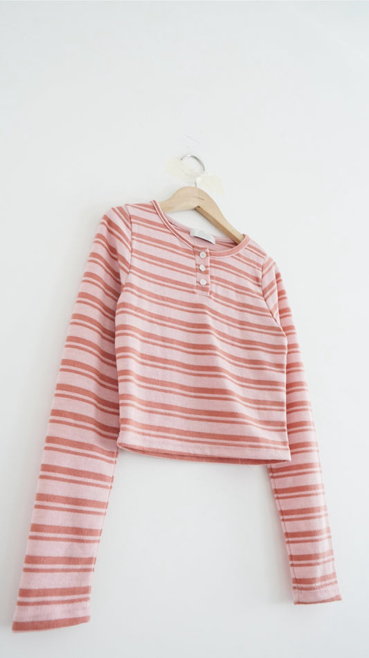 the aarhus stripe long sleeve top in pink x orange (pre-order)
