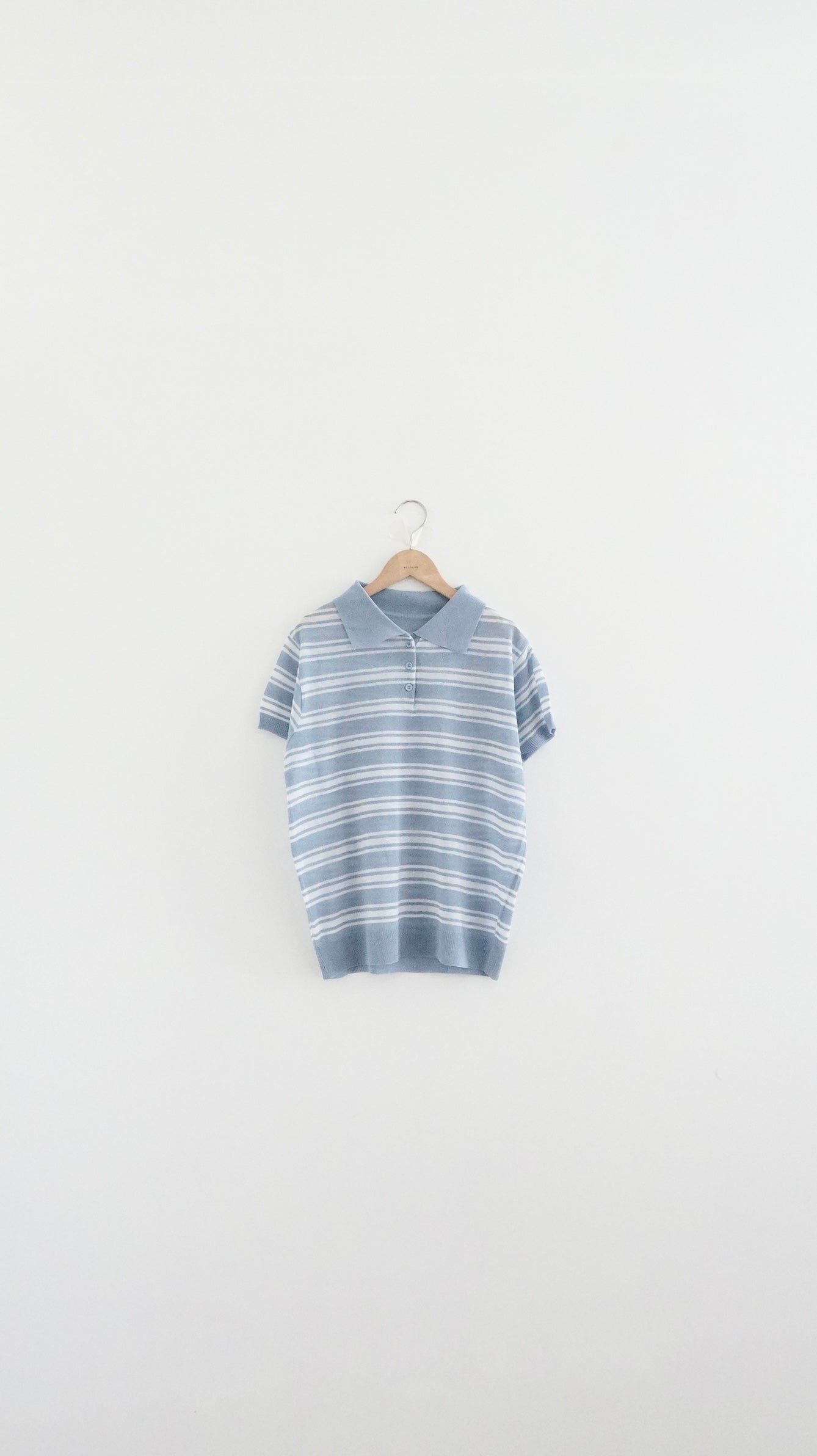 sheer stripe polo shirt in sora (pre-order)
