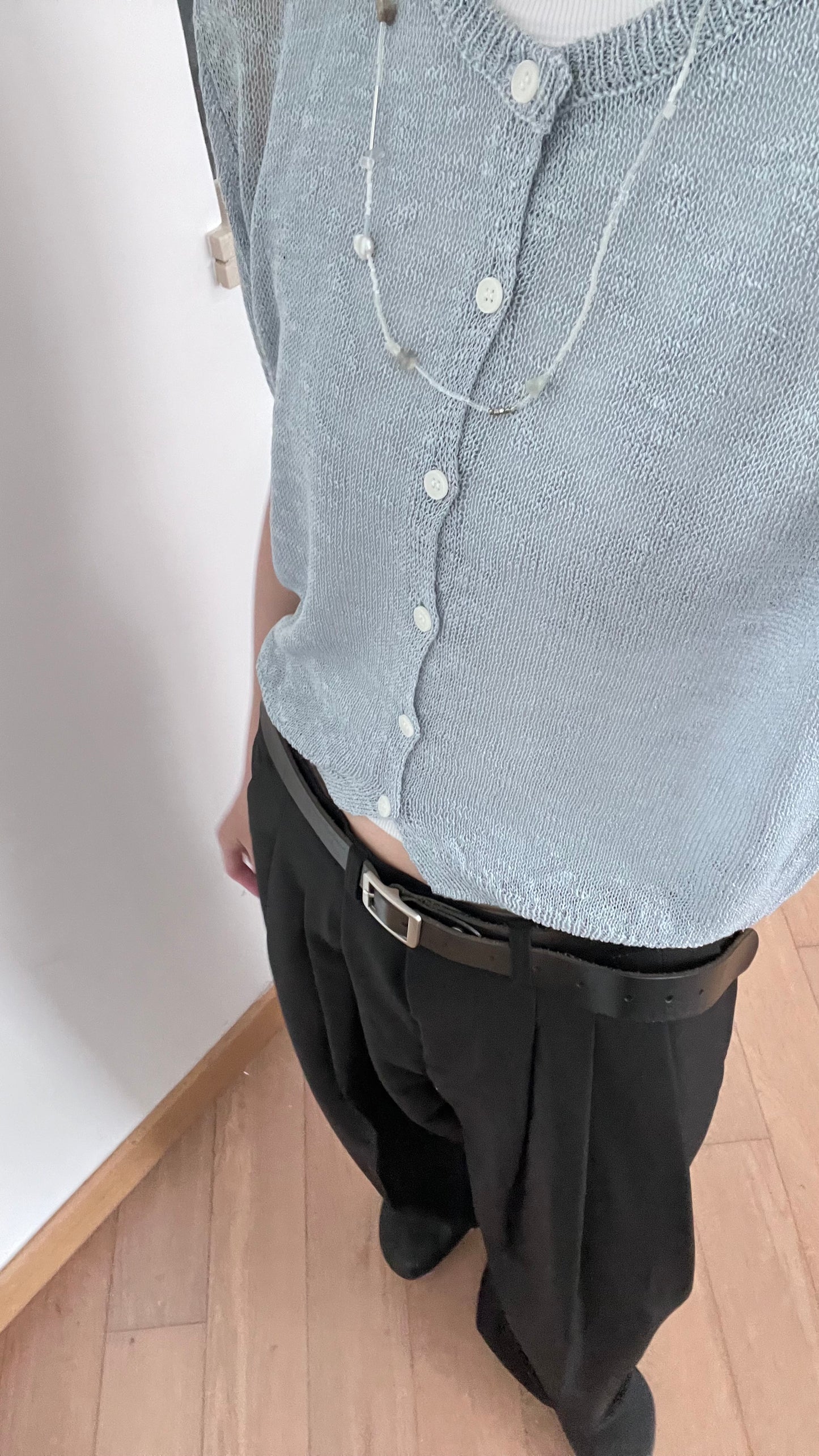 sheer short sleeve cardigan in baby-blue (pre-order)