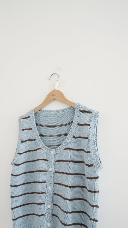 striped linen vest in baby-blue (pre-order)
