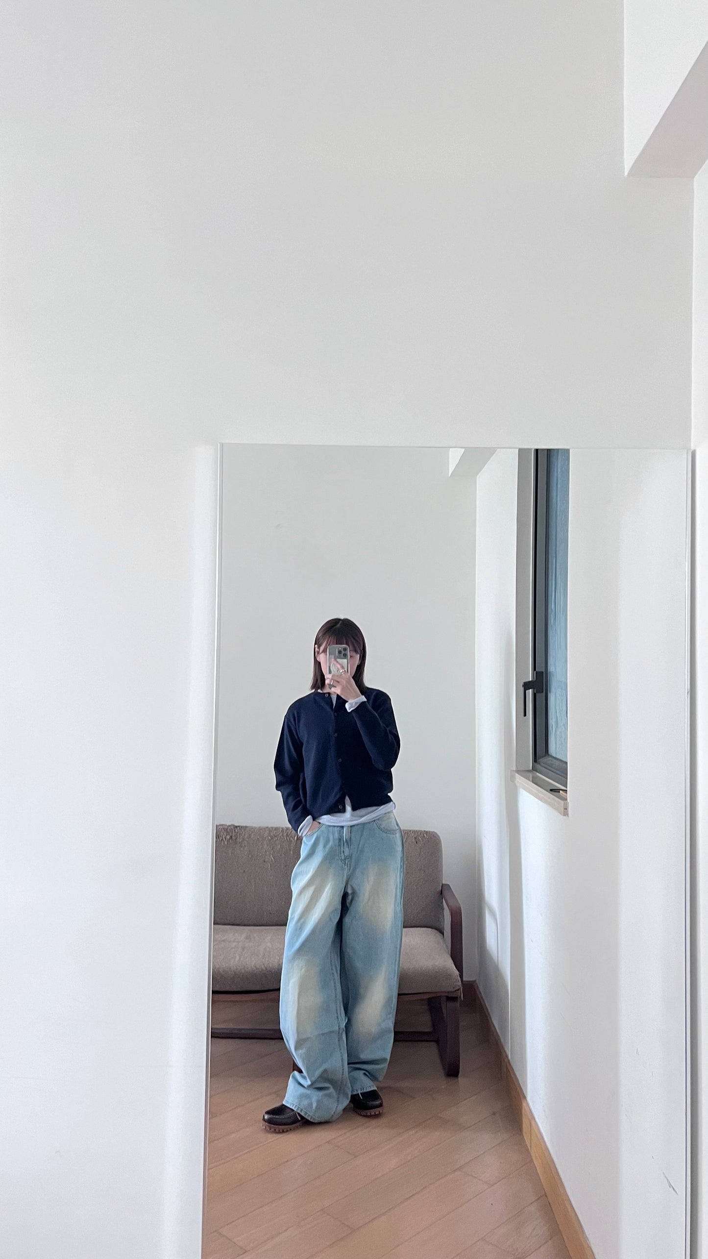 washed denim pants(S/M)