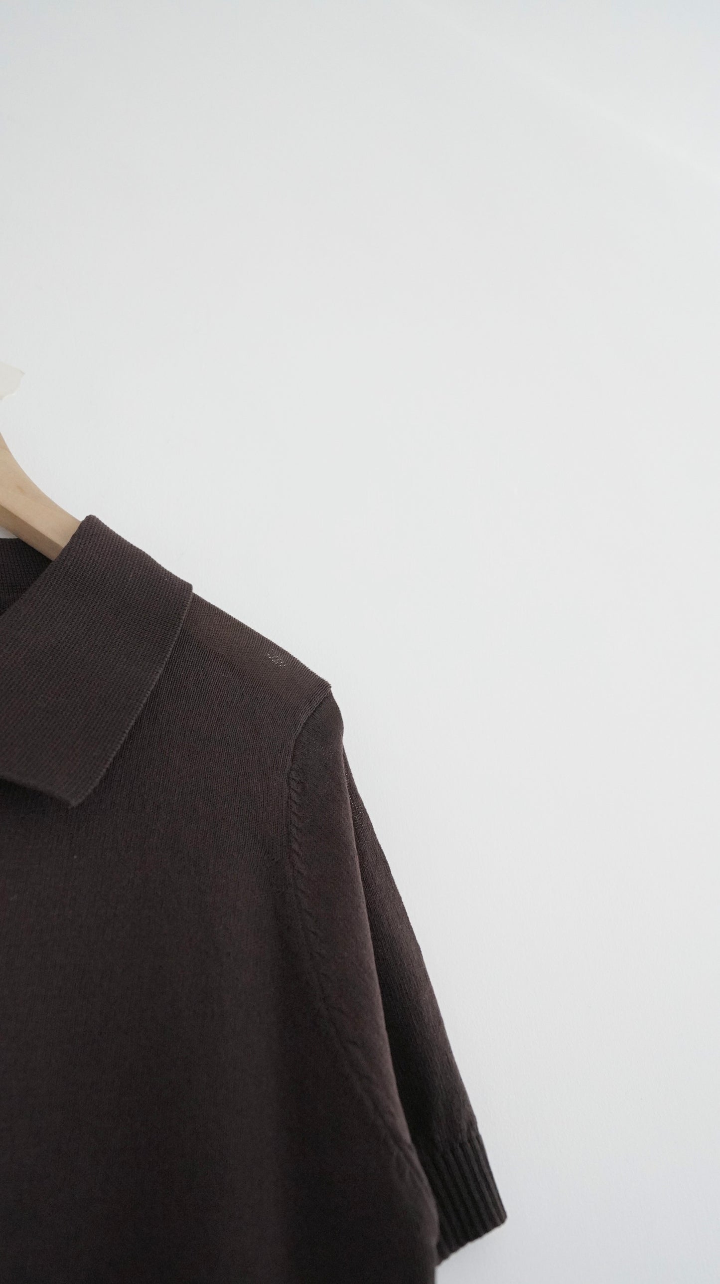 sheer buttoned polo shirt in brown (pre-order)
