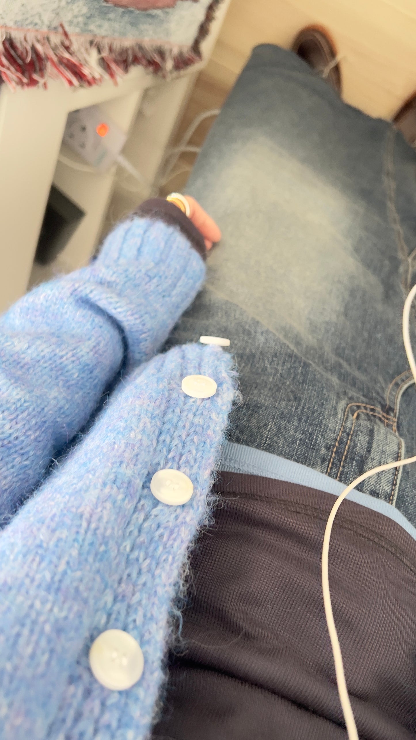 the freya horn sleeve cardigan in light glaucous blue(pre-order)