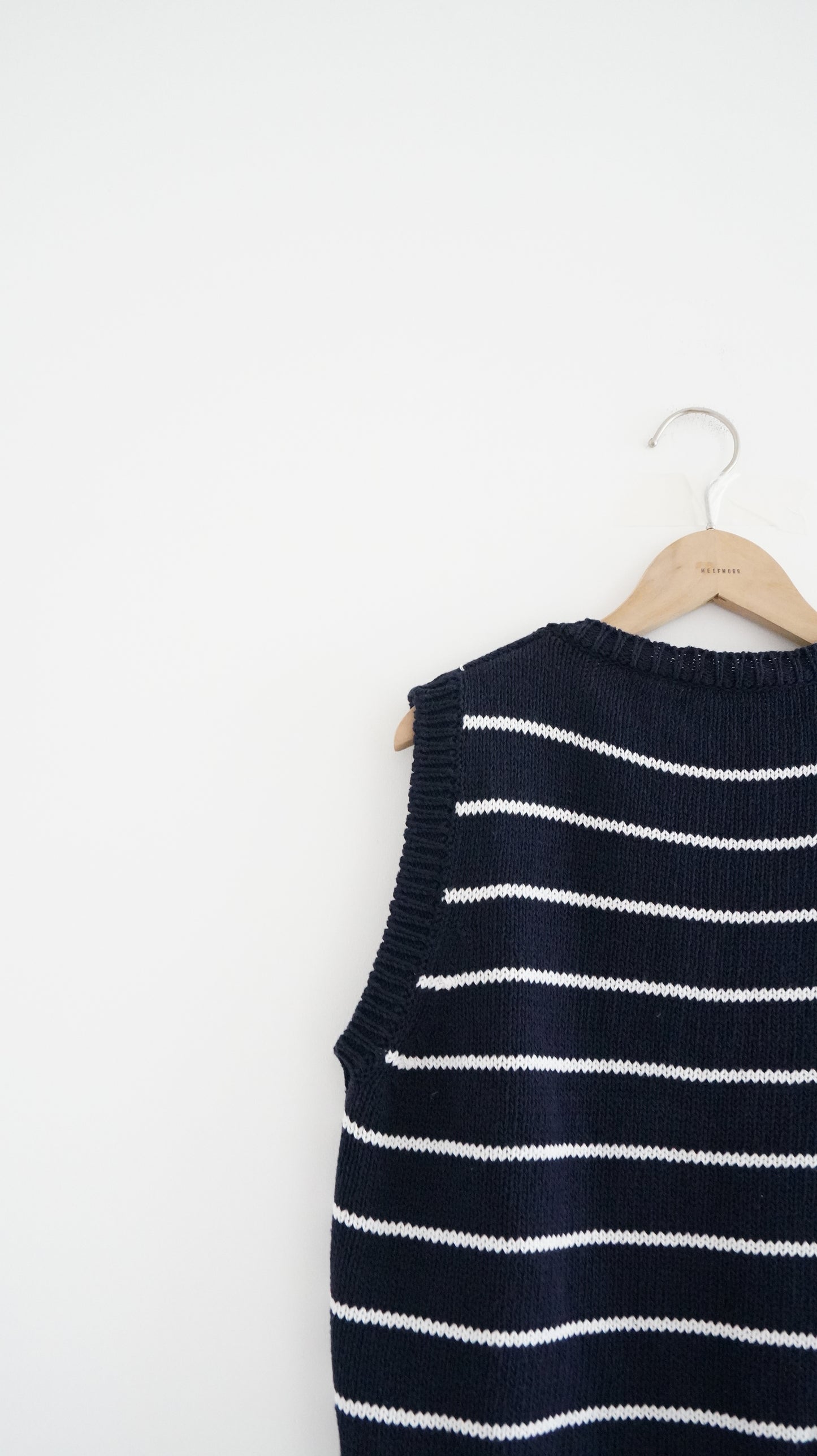 striped linen vest in navy (pre-order)