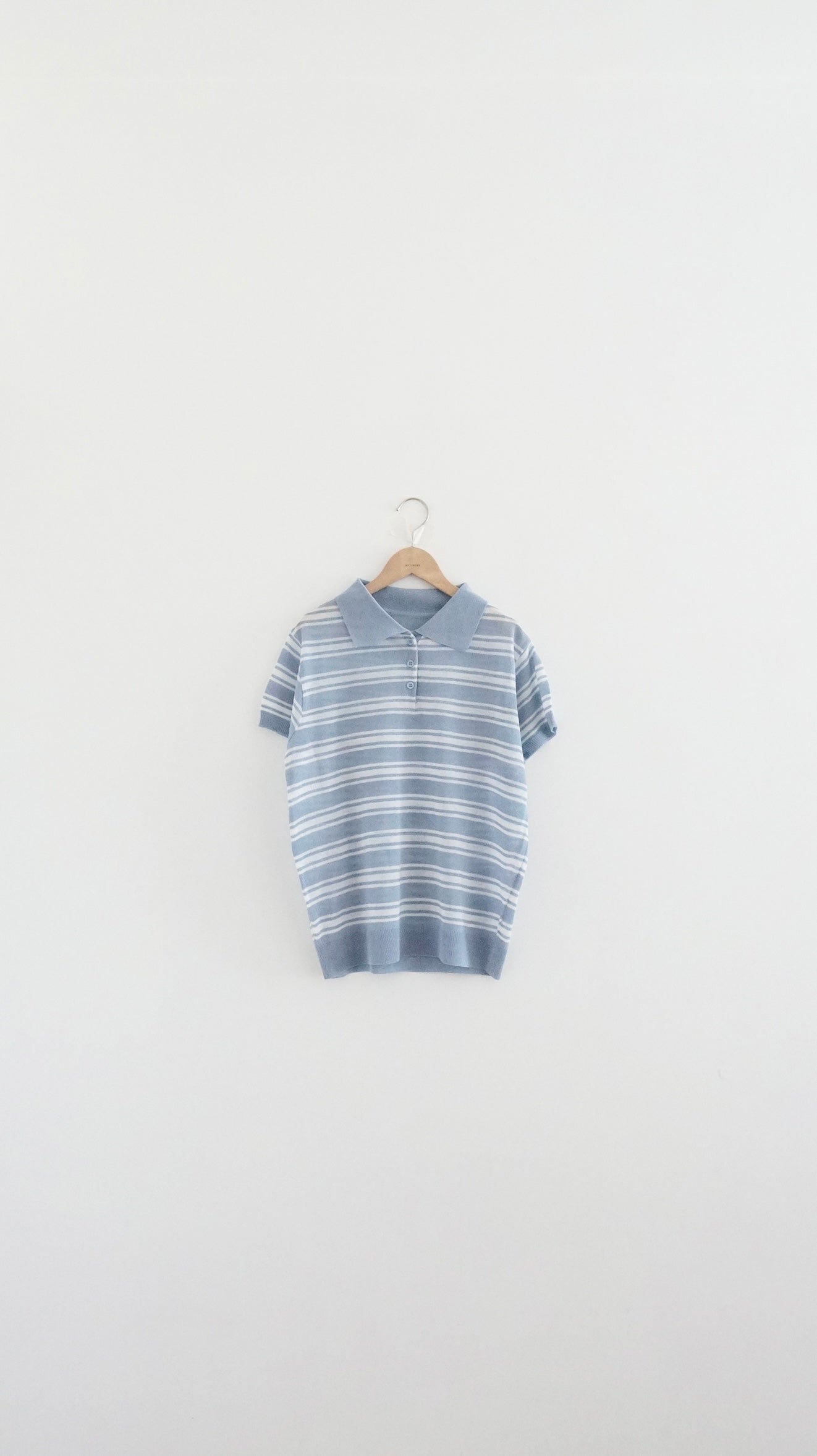 sheer stripe polo shirt in sora (pre-order)