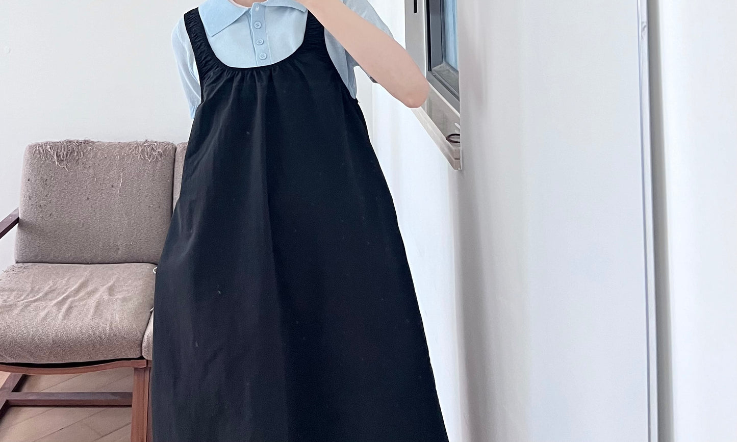 ease a-line tank dress in black (pre-order)