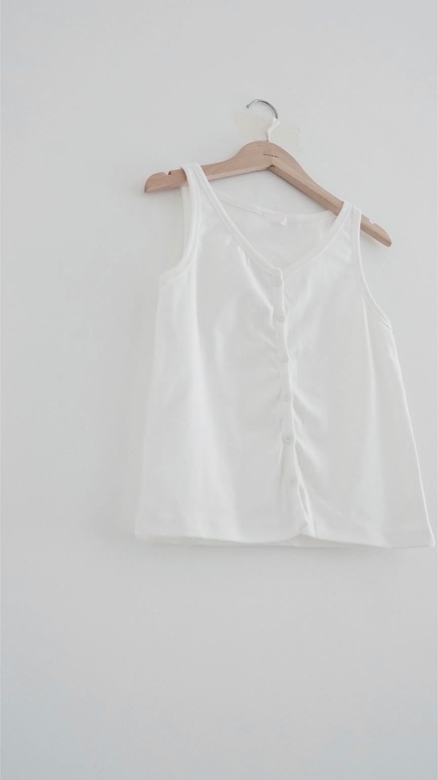 Leon cookies button tank top in white (pre-order)