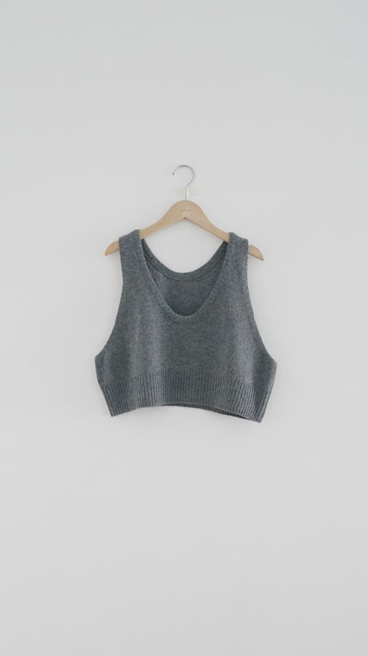 oversized knit vest in cool grey ( pre-order )
