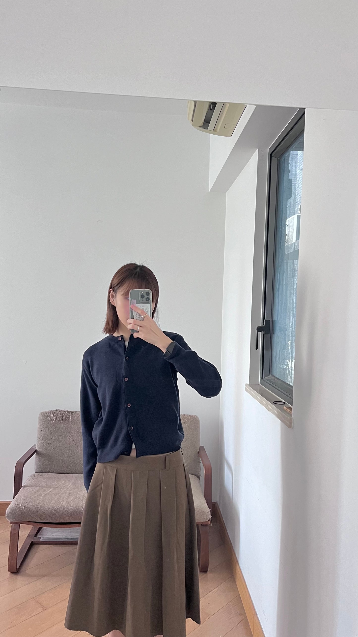 round cardigan in navy