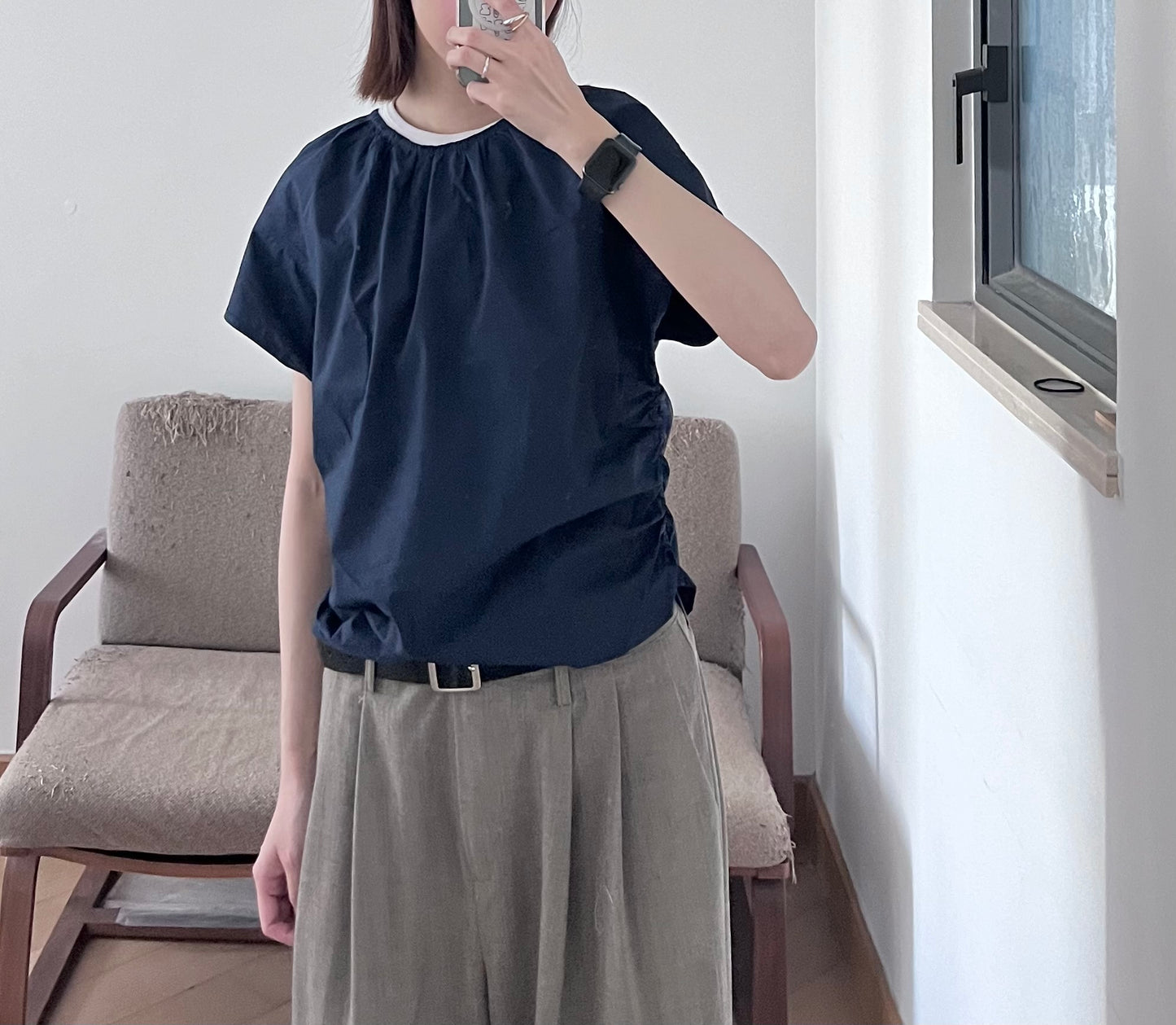bubble shirt in navy