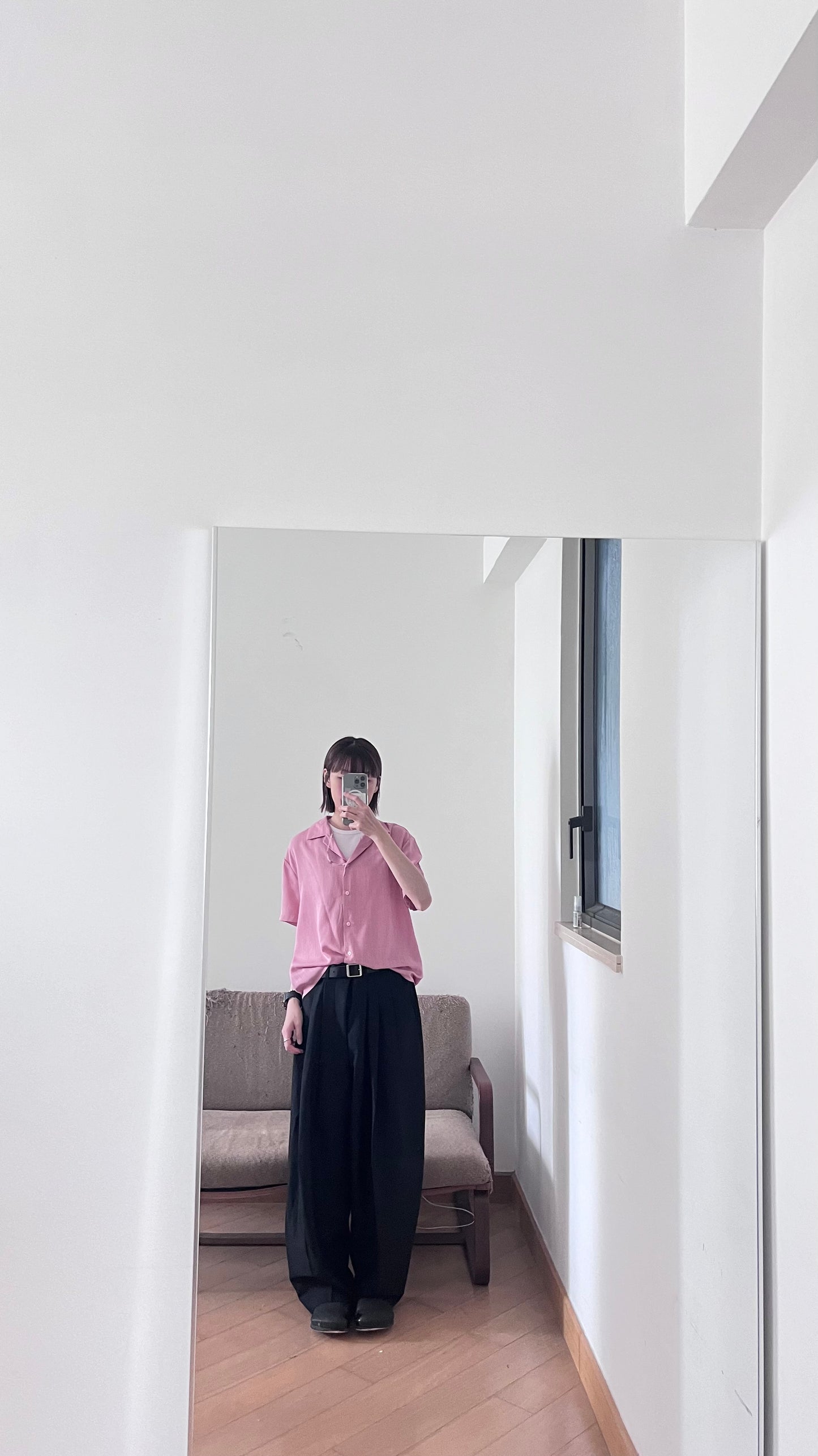 linen summer shirt in azalea pink