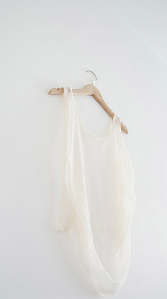 sheer pleat vest in beige