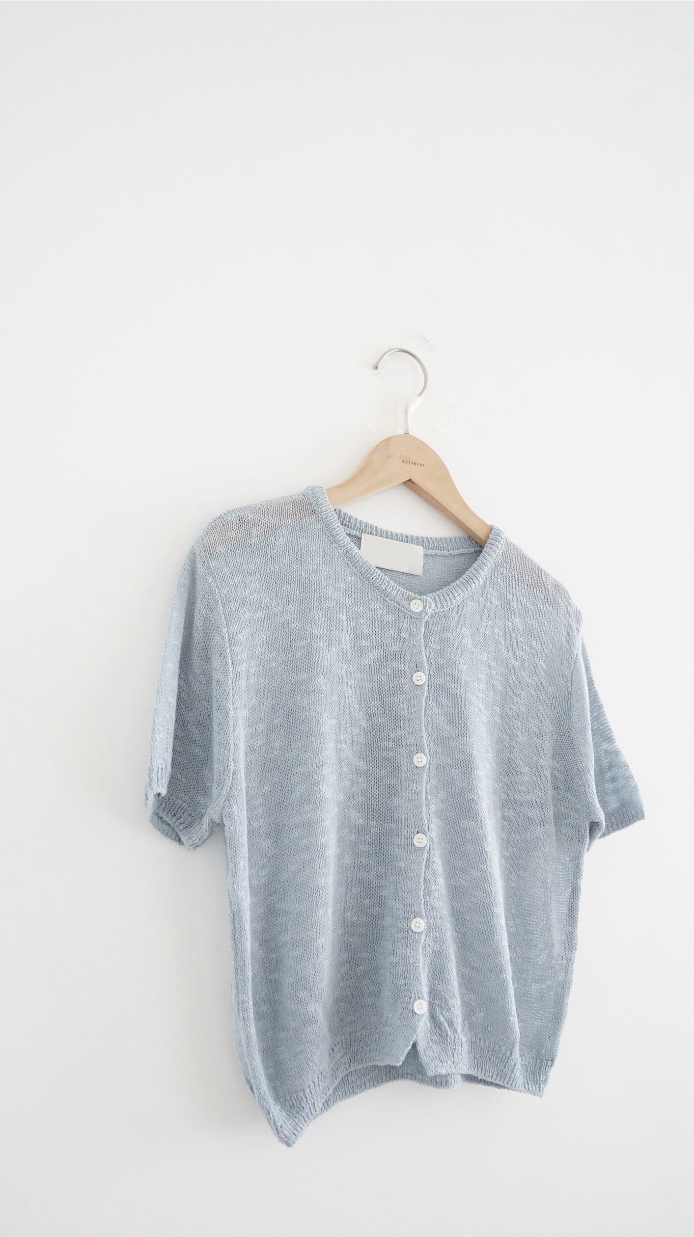sheer short sleeve cardigan in baby-blue (pre-order)