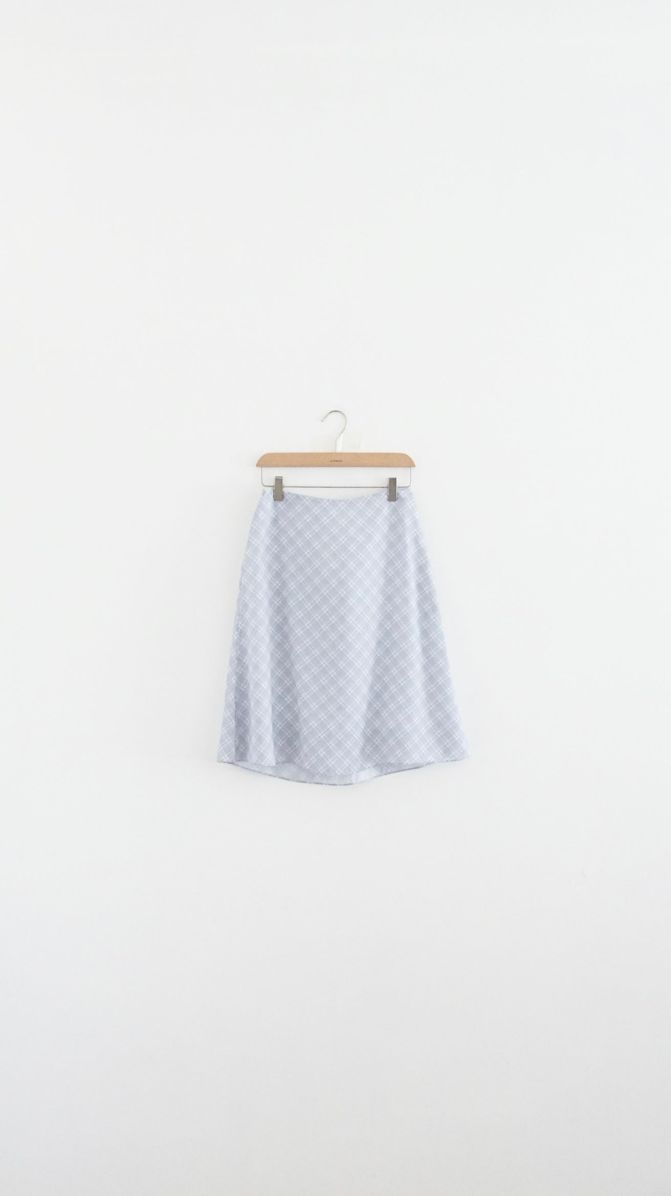 plaid lightweight midi skirt in grey (pre-order)