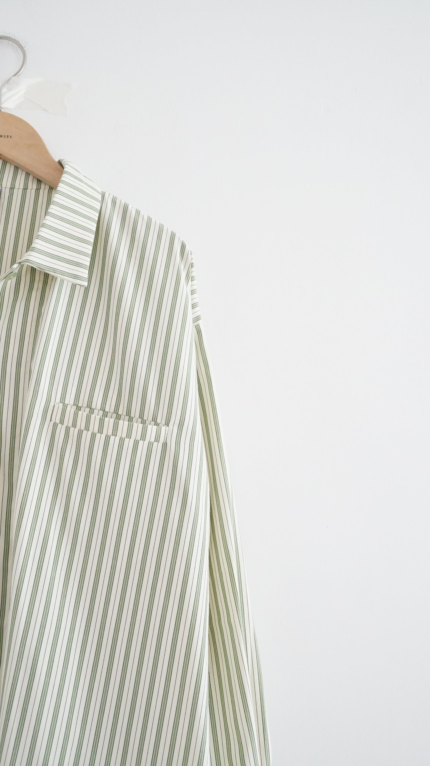 90s vintage off shoulder striped shirt in avocado green (pre-order)