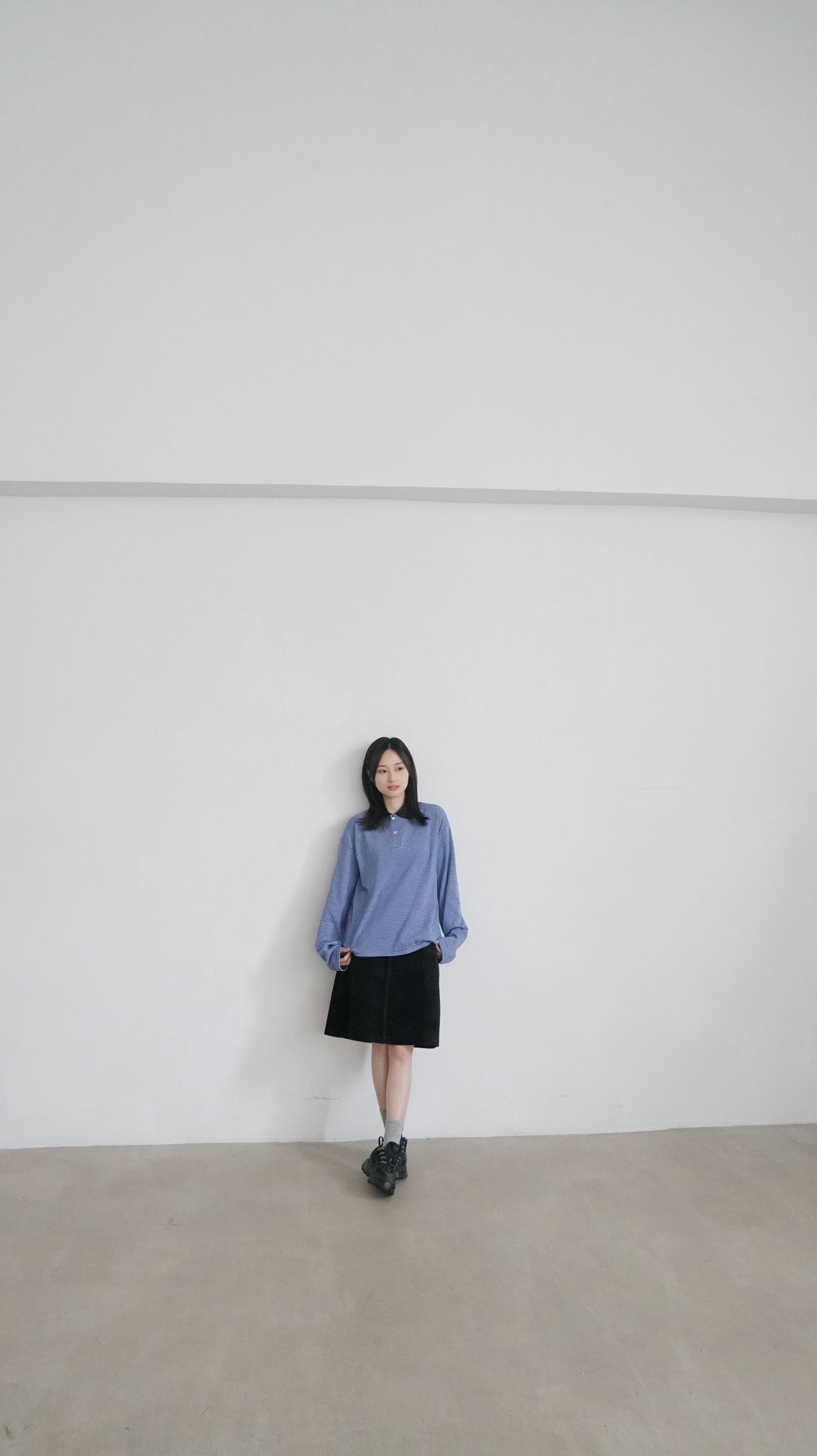 vintage polo shirt in blue striped (pre-order)