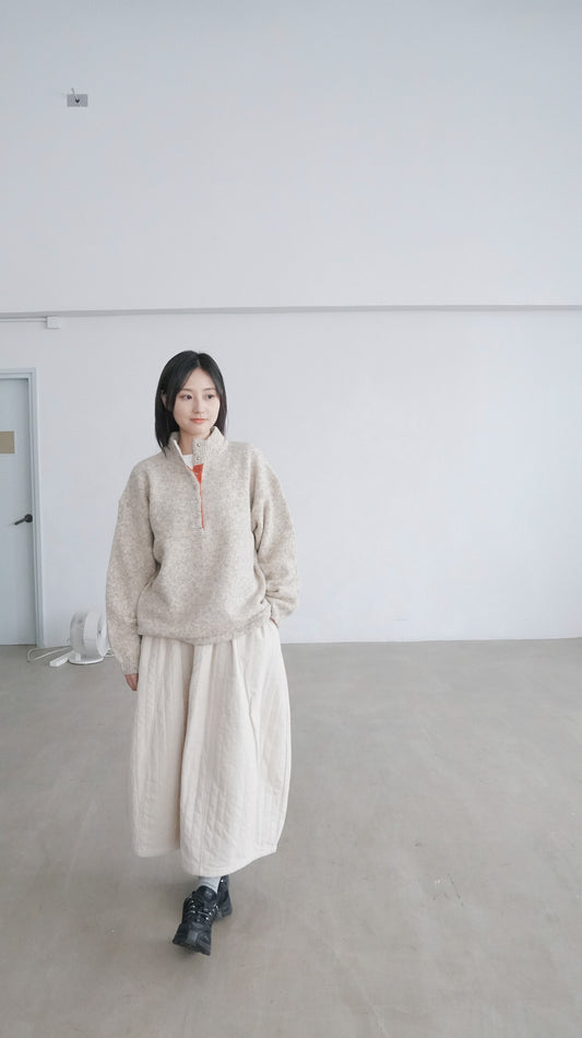 patchwork turtle-neck knitted sweater in oak (pre-order)