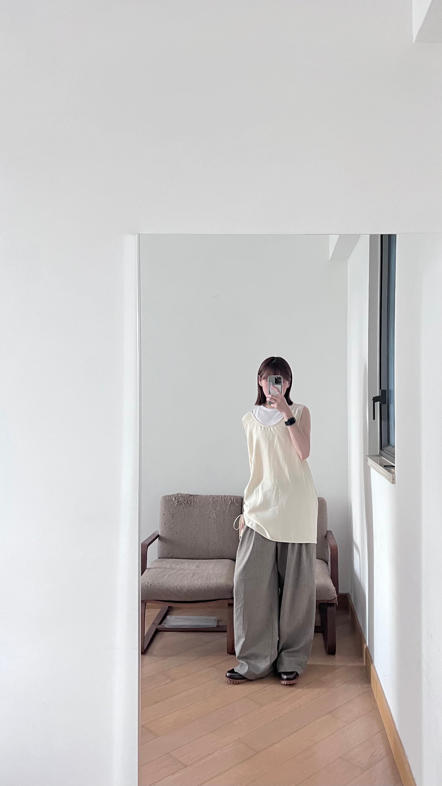 high-end minimalist dress top in ivory