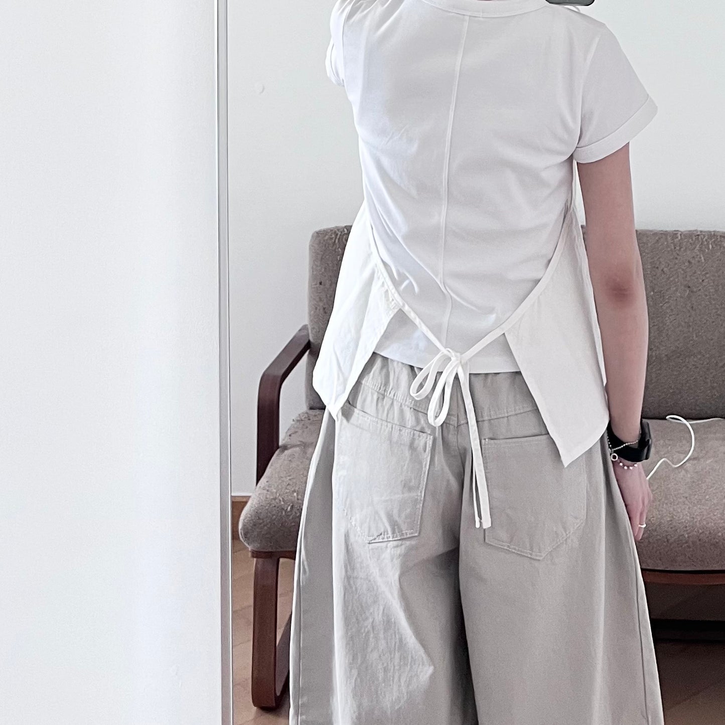 minimalist halter neck top in white