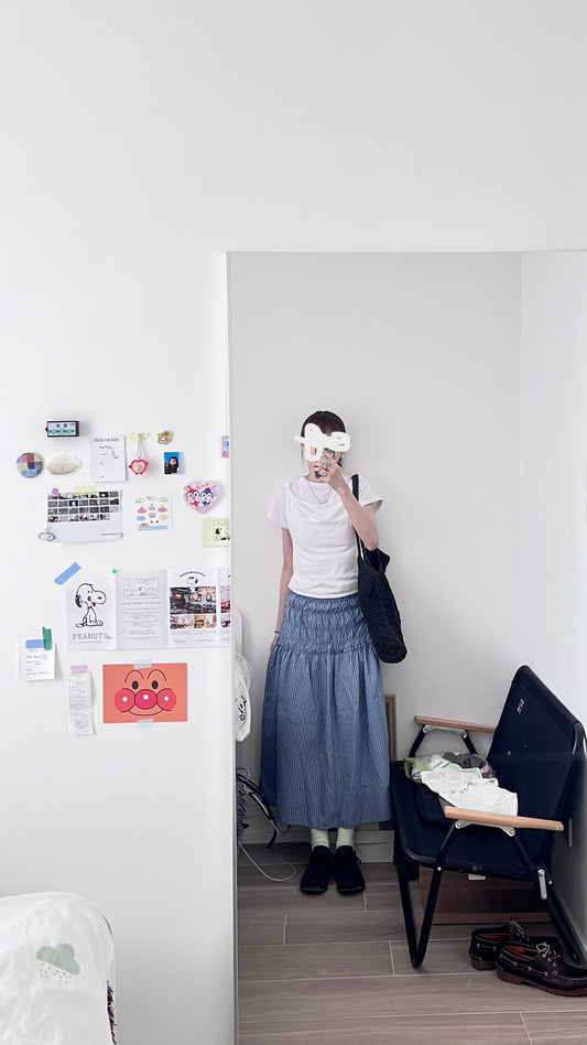 beautiful checked skirt in sora (pre-order)