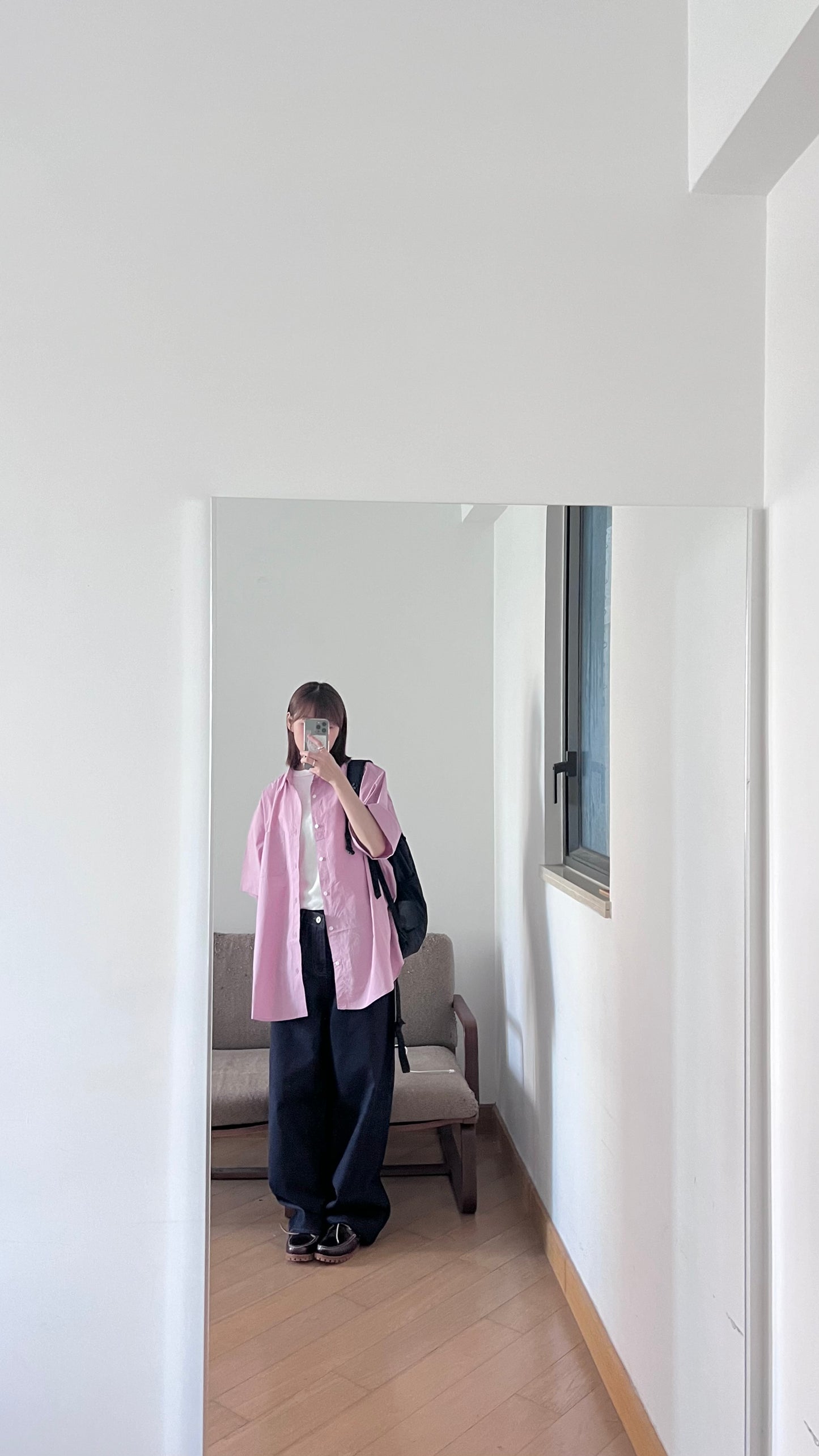 loose short sleeve shirt in pink flambe
