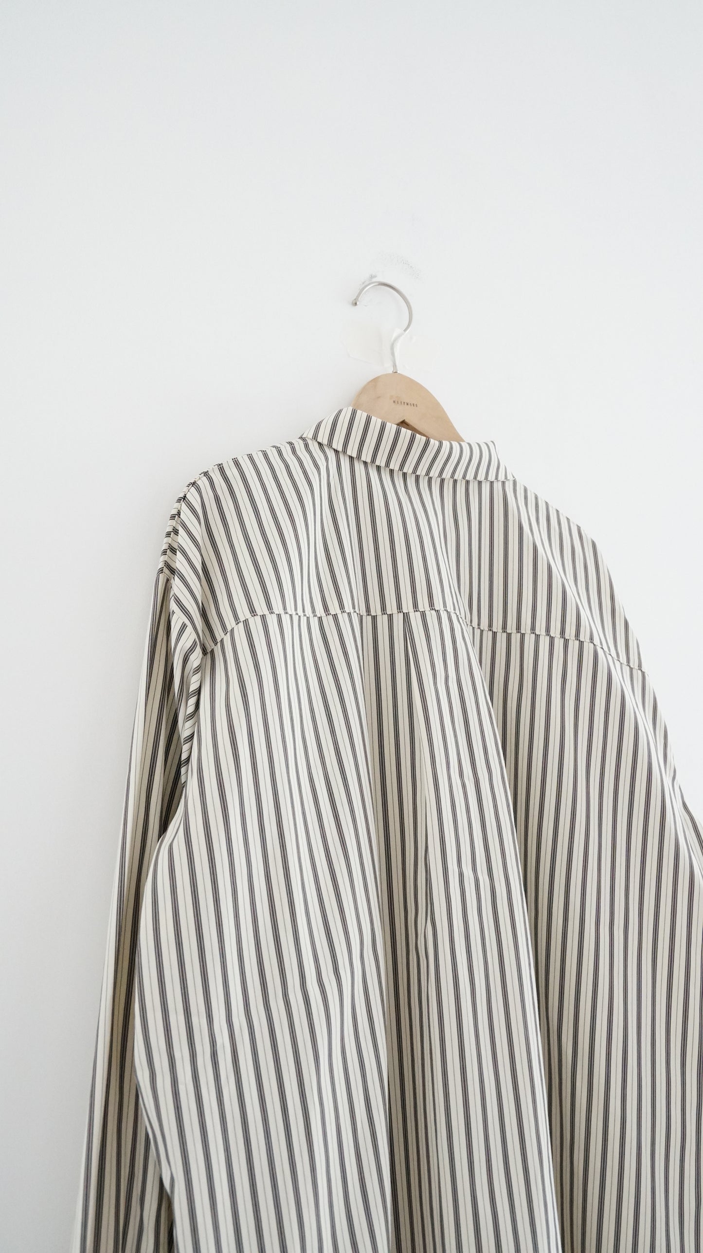 90s vintage off shoulder striped shirt in brown cream (pre-order)