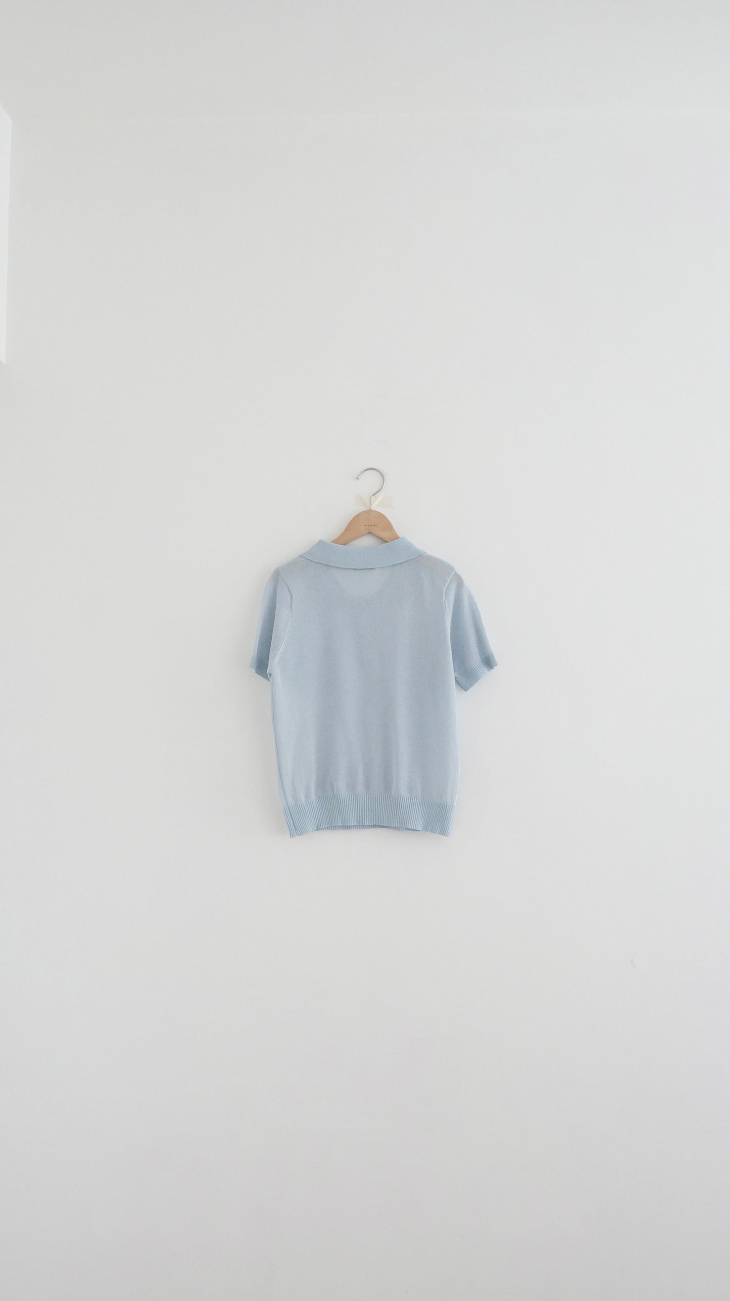 sheer buttoned polo shirt in baby-blue (pre-order)