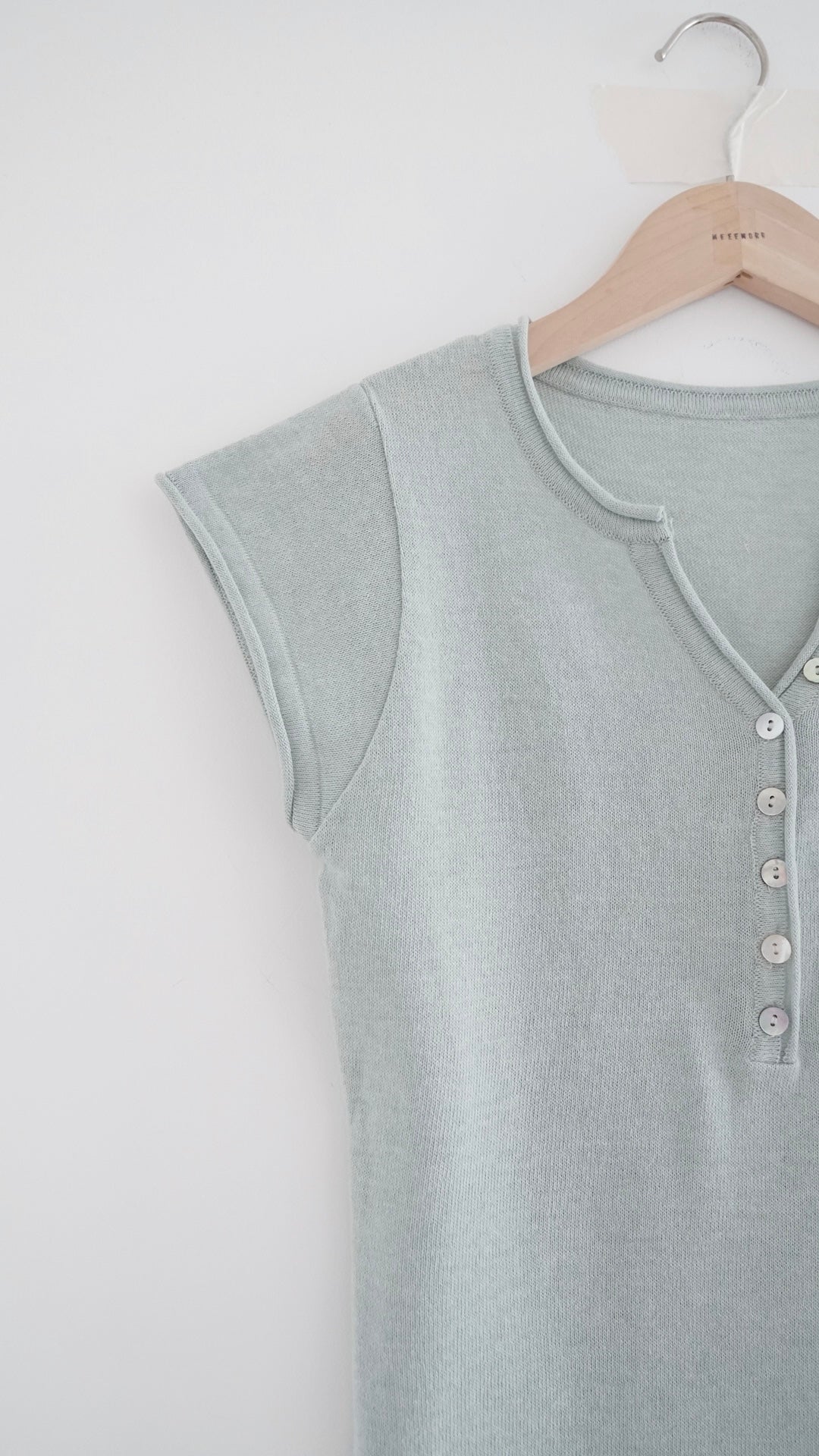 soren minimalist button knit top in mint (pre-order)