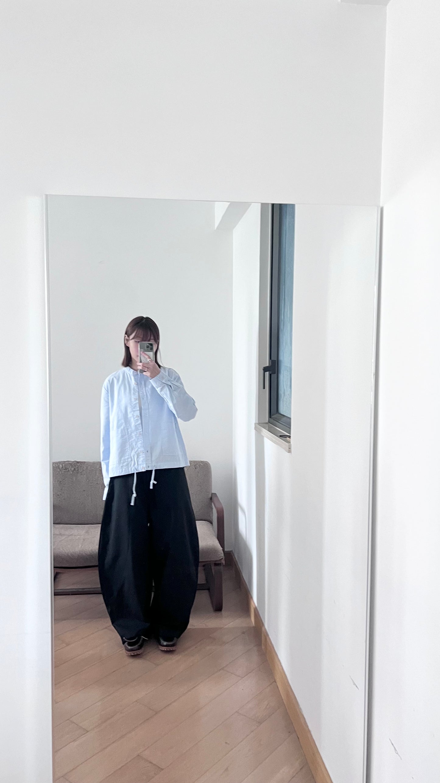 cocoon wide pants in black