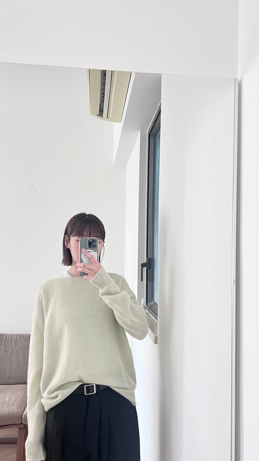 spring sheer sweater in avocado green