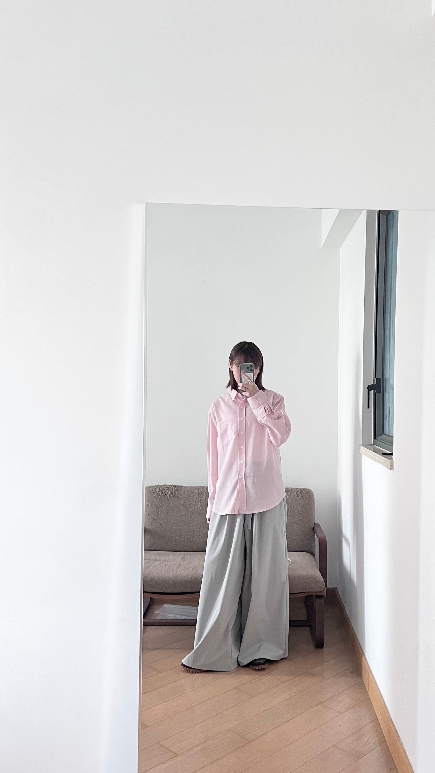 plain sheer shirt in pink