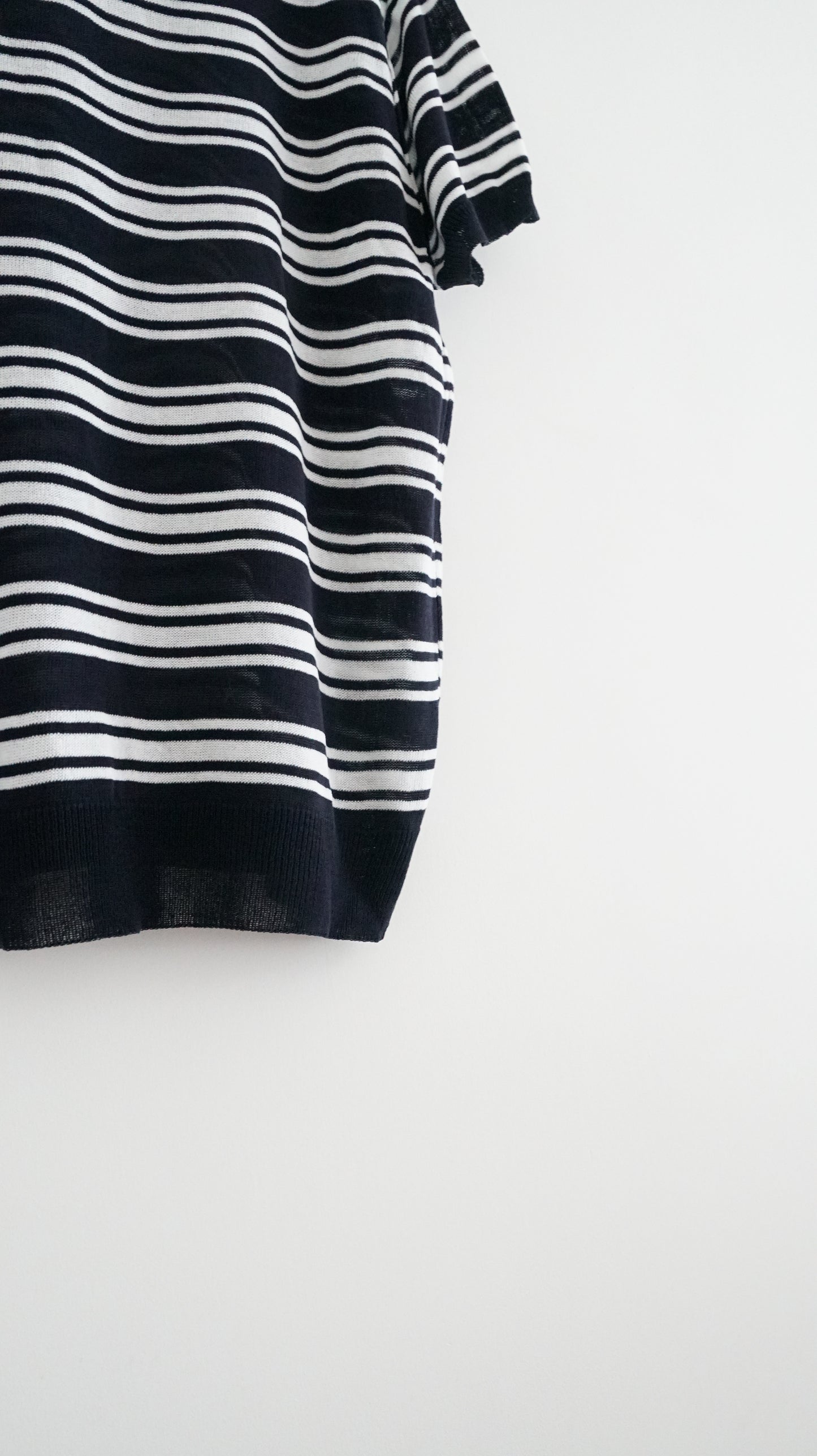 sheer stripe polo shirt in navy (pre-order)