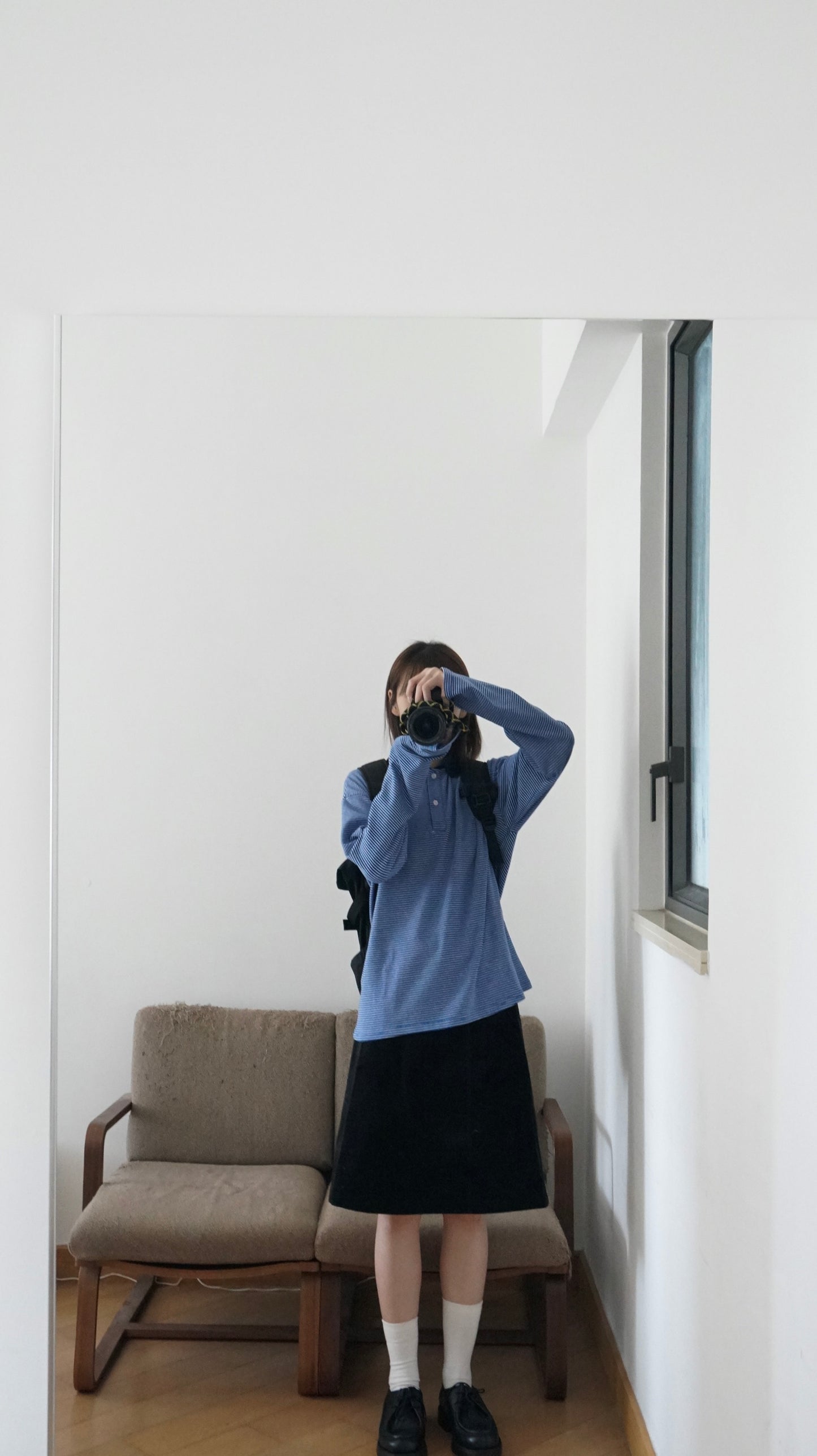 vintage polo shirt in blue striped (pre-order)