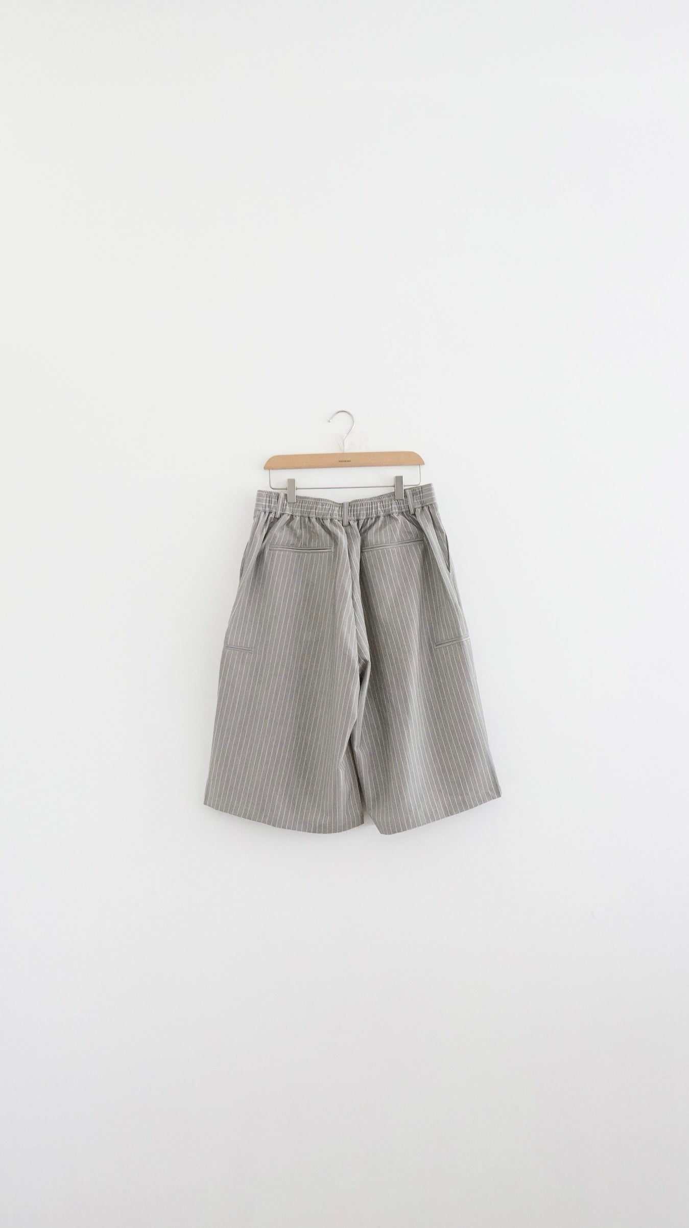 striped low-rise tailored shorts in grey (pre-order)
