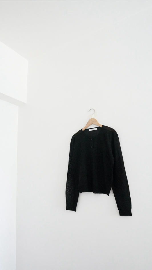 airy sheer cardigan in black (pre-order)