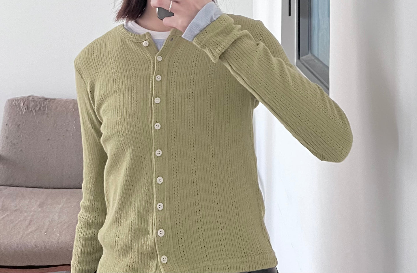 slim cut cardigan in green