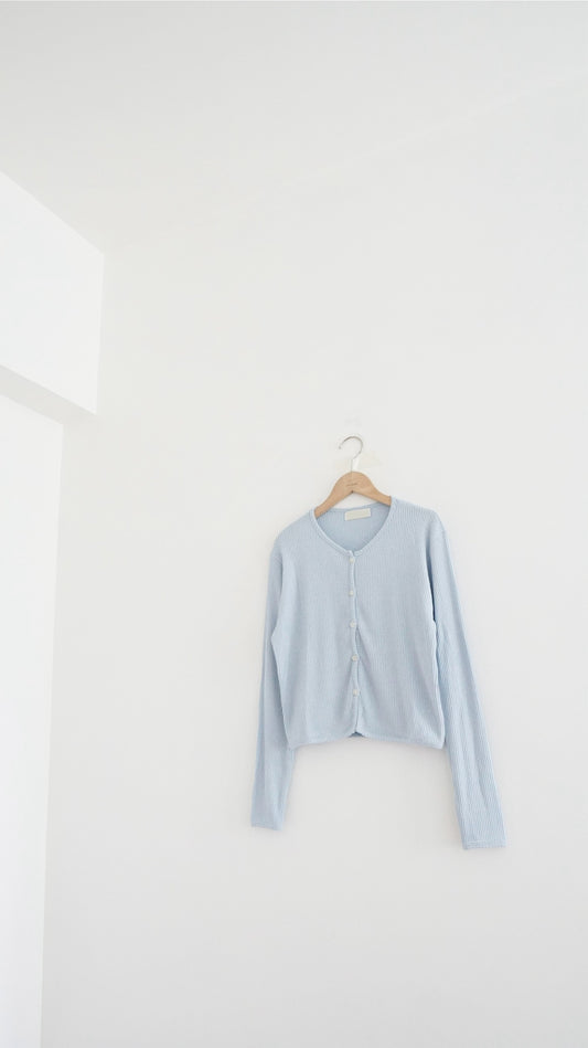 painted days cardigan in baby-blue