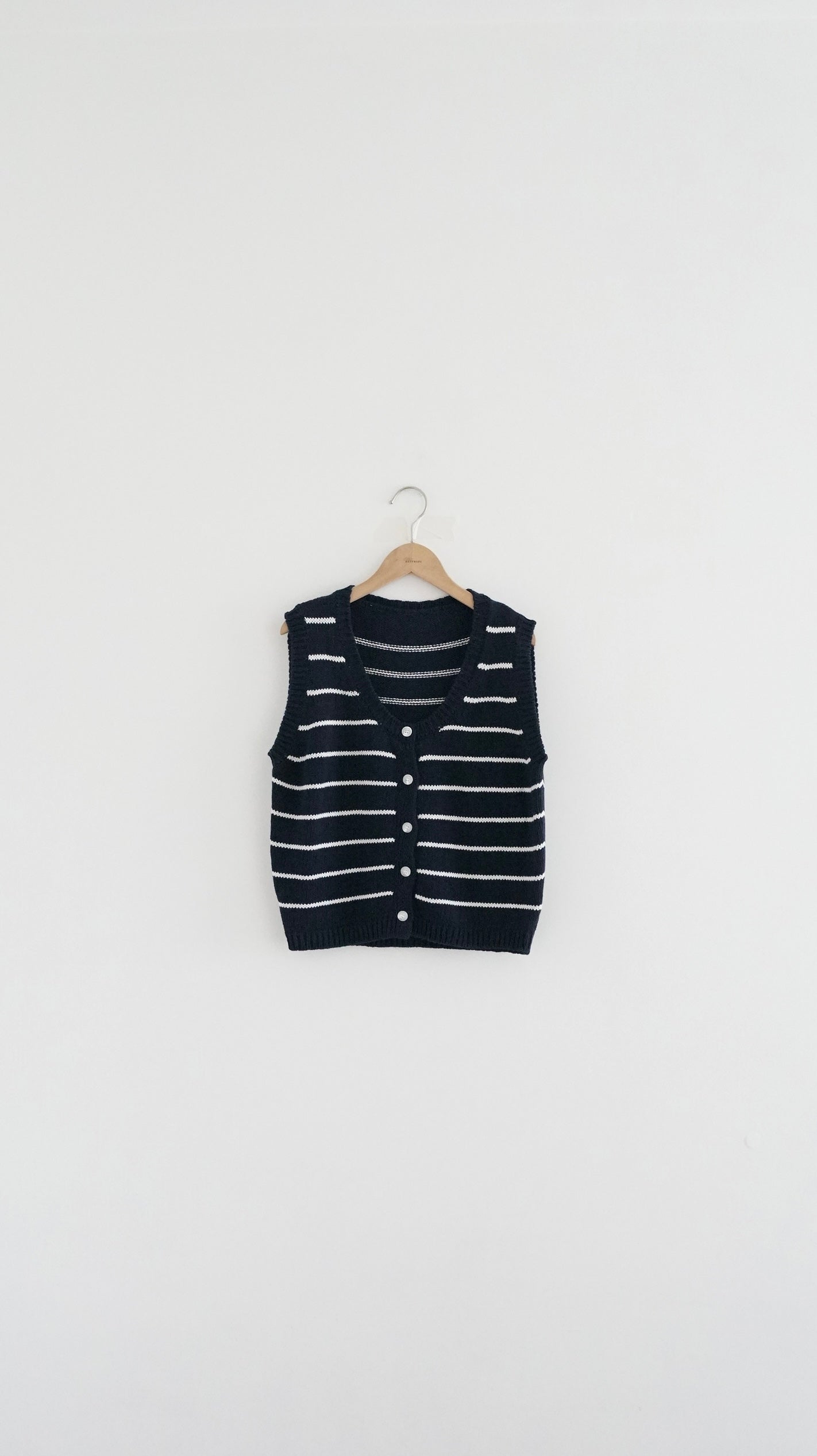 striped linen vest in navy (pre-order)