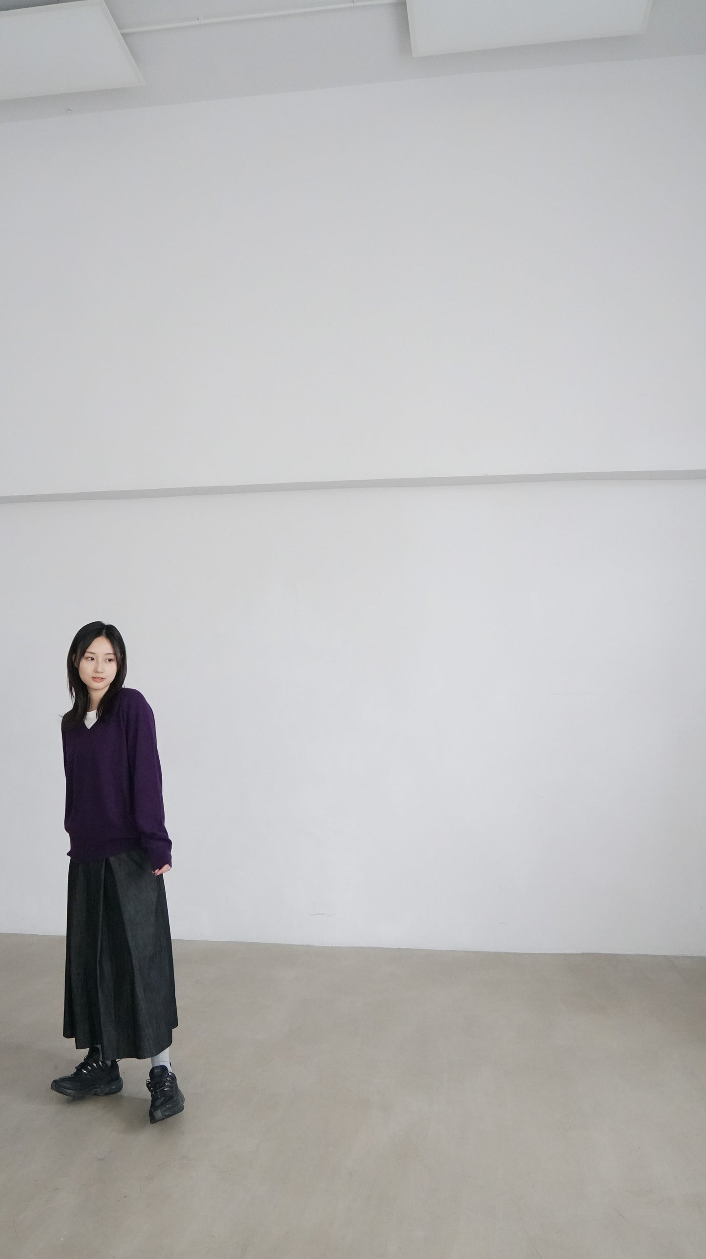 v-neck wool top in purple